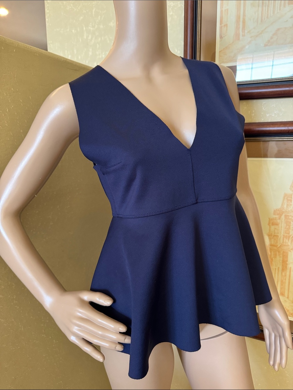 Zara Collection Scuba Peplum Top sz M